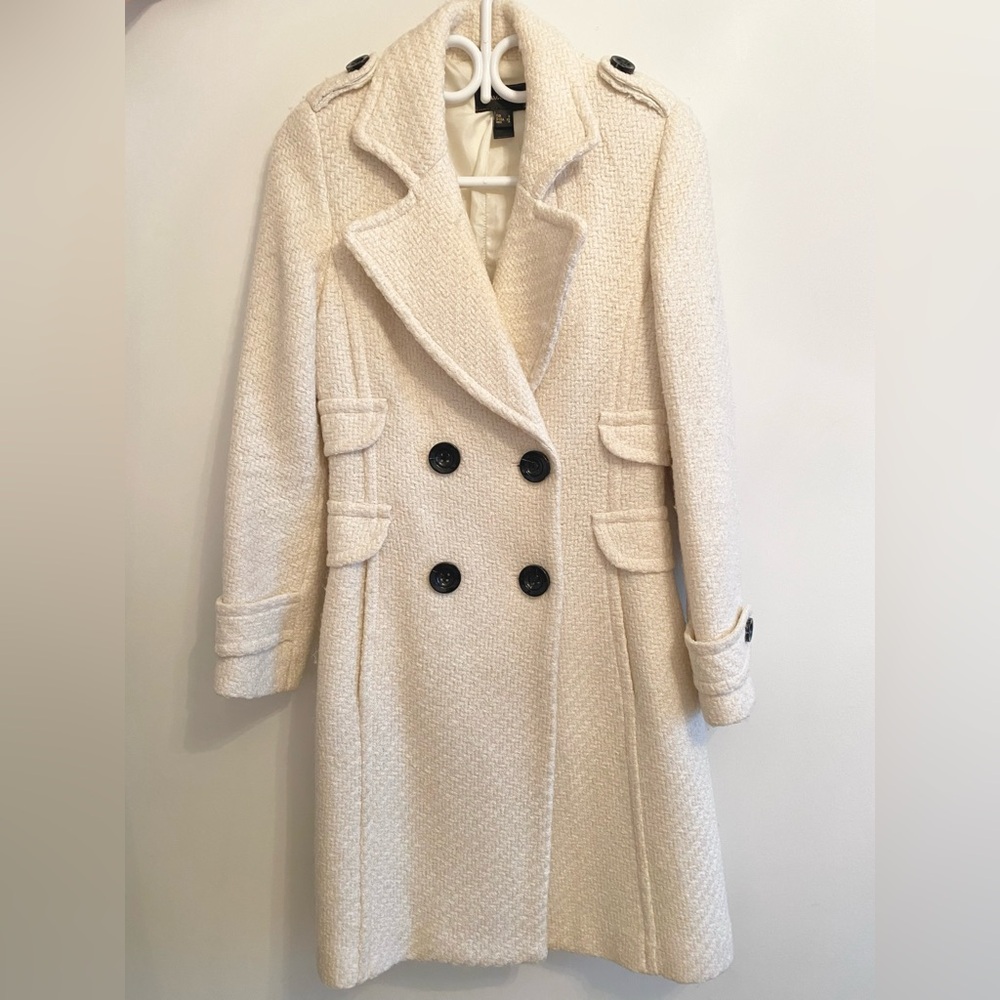 Mango Elegant Cream Double-Breasted Women's Coat - Picture 3 of 7